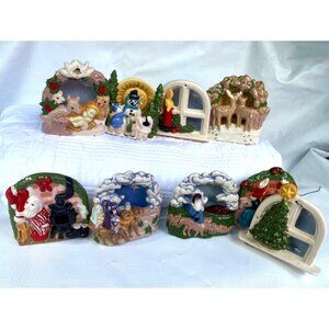 Chistmas Ornaments Hand Crafted Vintage Nativity, Tree, Snowman,Dog,Cats 9pc